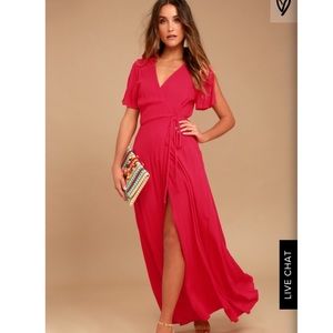 Lulu’s Much Obliged Red Wrap Maxi Dress